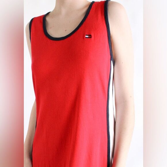 Tommy Hilfiger Americana Preppy Short Red White Blue Cotton Tank Dress Size M - Picture 9 of 10
